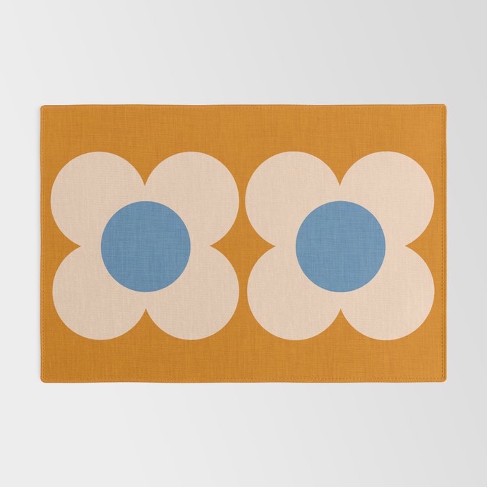 Retro Blossom - tangerine blue Rug Gallery Image 2