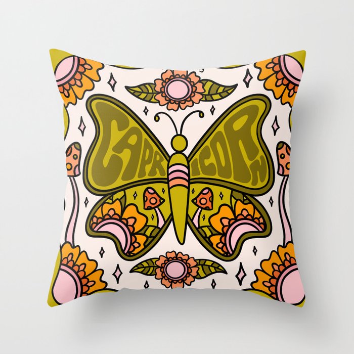 Capricorn Butterfly Throw Pillow Gallery Image 1
