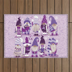 Let it gnome // monochromatic violet little Santa's helpers preparing for Christmas Outdoor Rug Gallery Image 1