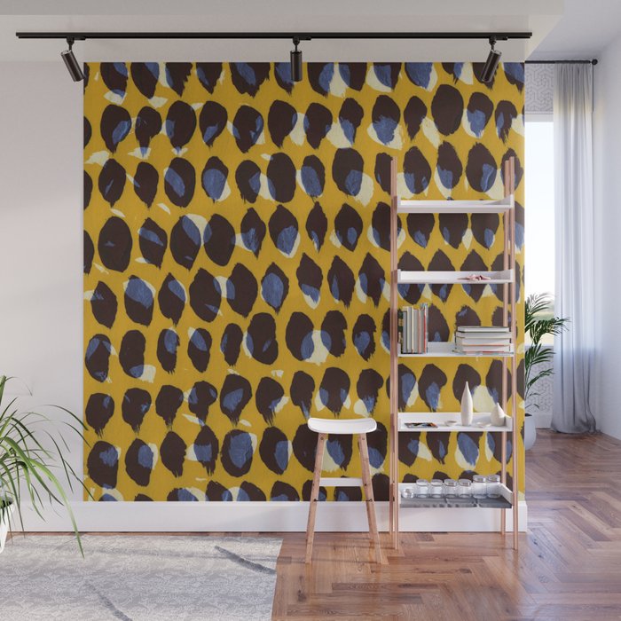 Pure Strokes #1 / Yellow & Blue Pattern Wall Mural Gallery Image 1
