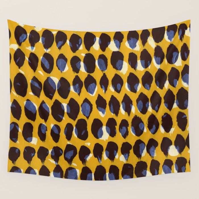 Pure Strokes #1 / Yellow & Blue Pattern Wall Tapestry Gallery Image 4