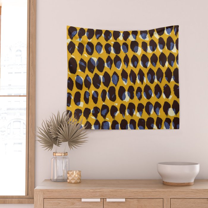 Pure Strokes #1 / Yellow & Blue Pattern Wall Tapestry Gallery Image 2