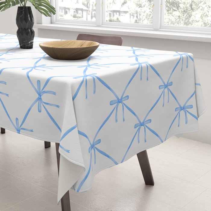 Bows & Ribbons Pattern VII Baby Blue Tablecloth Gallery Image 3