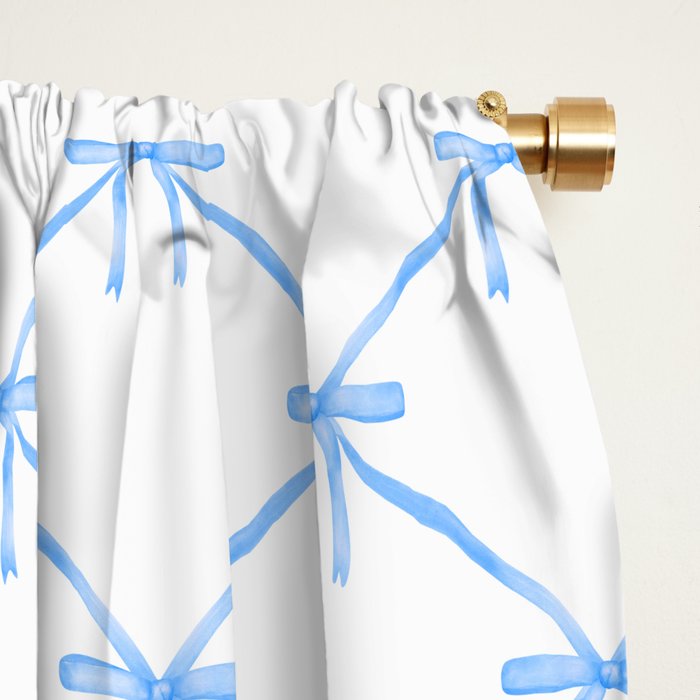 Bows & Ribbons Pattern VII Baby Blue Window Curtain Gallery Image 2