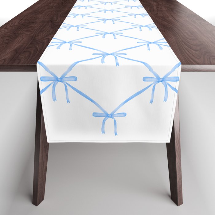 Bows & Ribbons Pattern VII Baby Blue Table Runner Gallery Image 1