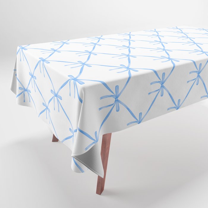 Bows & Ribbons Pattern VII Baby Blue Tablecloth Gallery Image 1