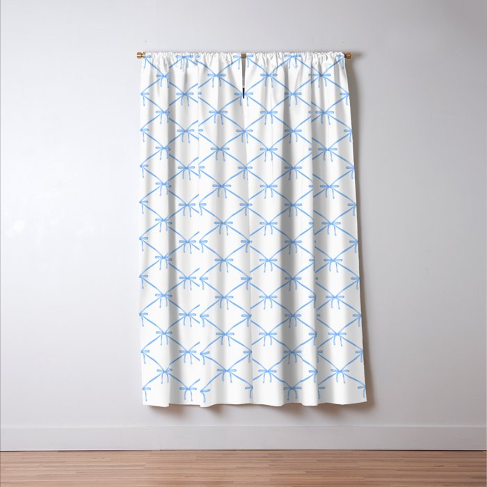 Bows & Ribbons Pattern VII Baby Blue Window Curtain Gallery Image 3