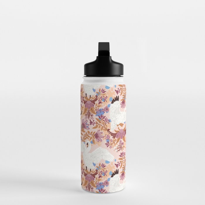Elegant Swans in Bloom Water Bottle Gallery Image 3