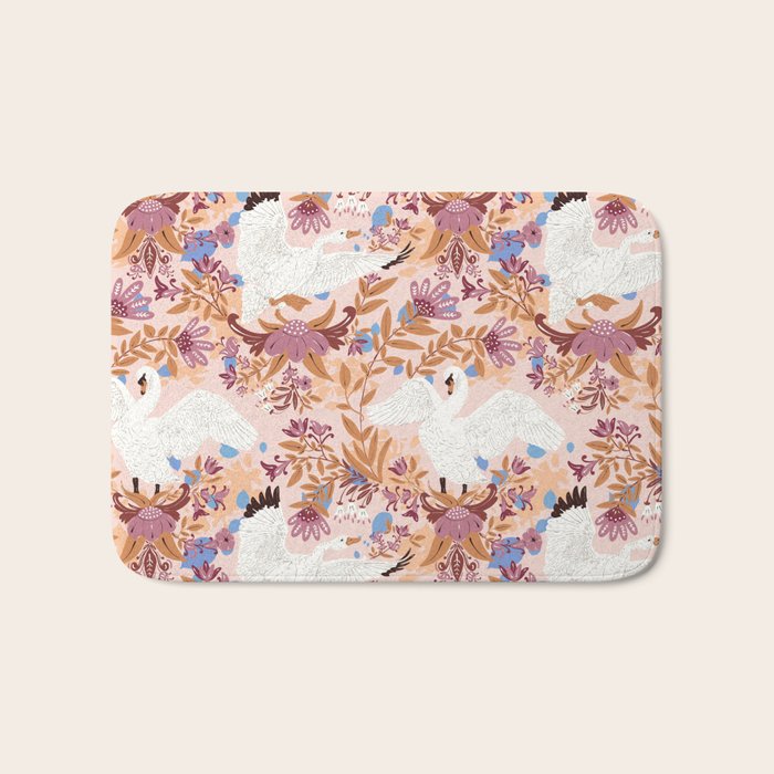 Elegant Swans in Bloom Bath Mat Gallery Image 1