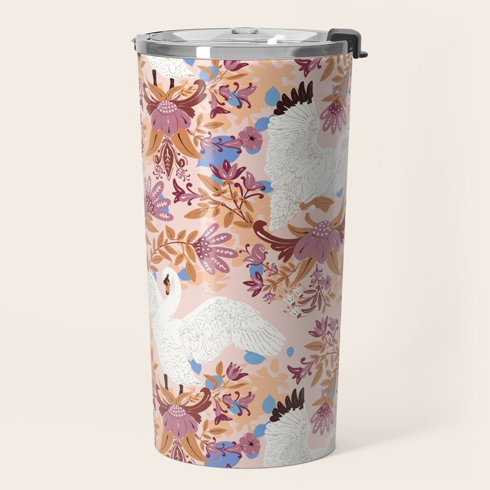 Elegant Swans in Bloom Travel Mug Gallery Image 2