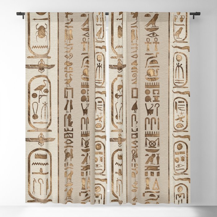 Egyptian hieroglyphs Pastel Gold Window Curtain Gallery Image 5