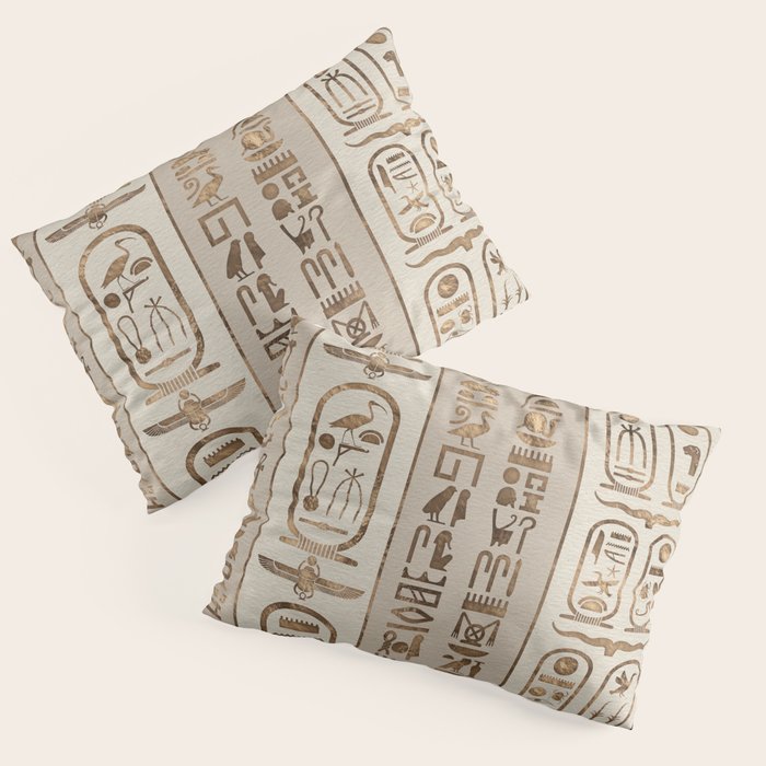 Egyptian hieroglyphs Pastel Gold Pillow Sham Gallery Image 3