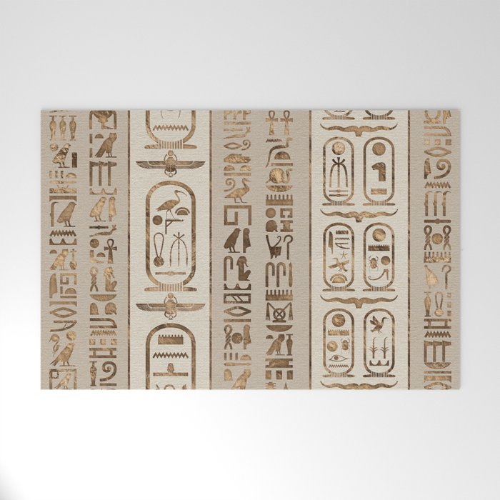 Egyptian hieroglyphs Pastel Gold Welcome Mat Gallery Image 1