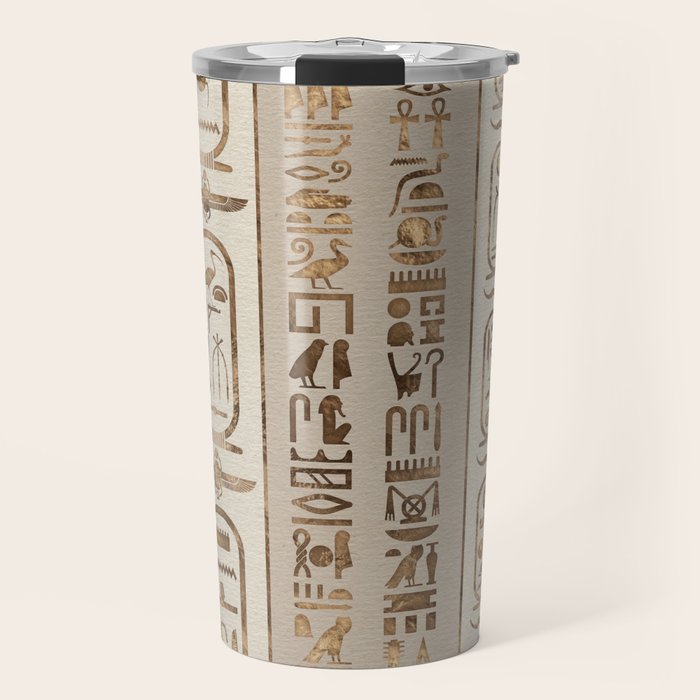 Egyptian hieroglyphs Pastel Gold Travel Mug Gallery Image 1