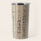 Egyptian hieroglyphs Pastel Gold Travel Mug Gallery Image 1
