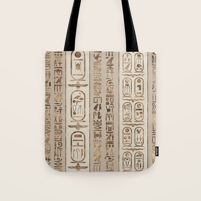 Egyptian hieroglyphs Pastel Gold Tote Bag Gallery Image 1