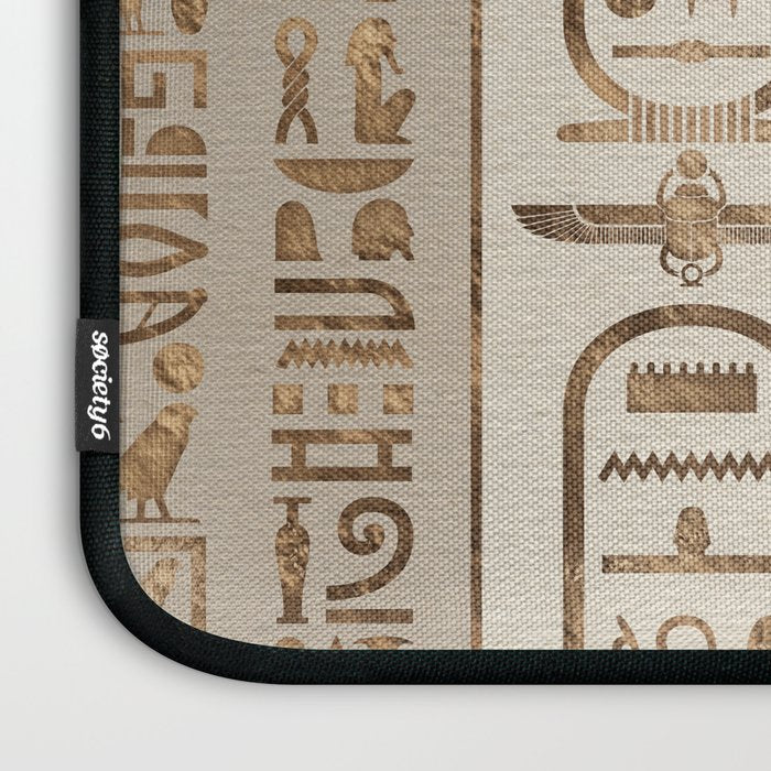 Egyptian hieroglyphs Pastel Gold Laptop Sleeve Gallery Image 3
