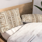 Egyptian hieroglyphs Pastel Gold Pillow Sham Gallery Image 2