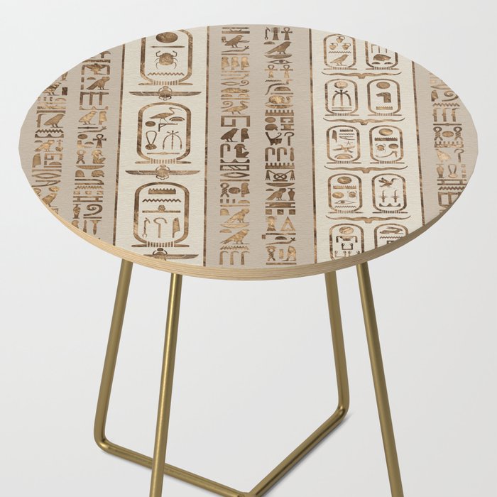 Egyptian hieroglyphs Pastel Gold Side Table Gallery Image 2
