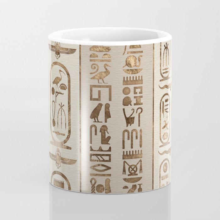 Egyptian hieroglyphs Pastel Gold Coffee Mug Gallery Image 4