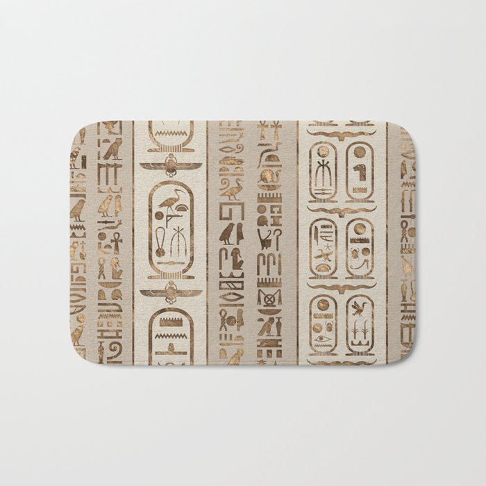 Egyptian hieroglyphs Pastel Gold Bath Mat Gallery Image 1