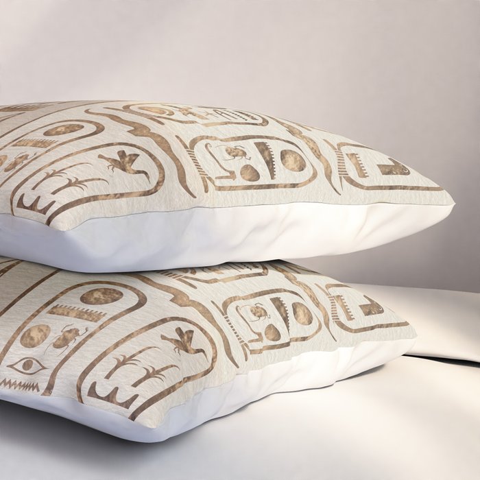 Egyptian hieroglyphs Pastel Gold Pillow Sham Gallery Image 3