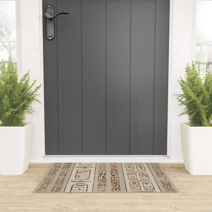 Egyptian hieroglyphs Pastel Gold Welcome Mat Gallery Image 3