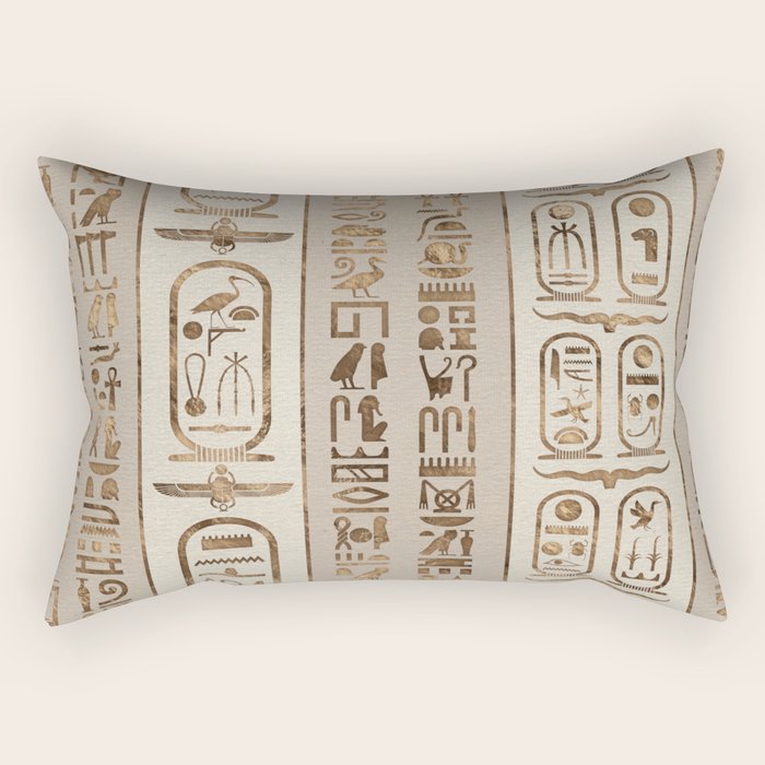Egyptian hieroglyphs Pastel Gold Rectangular Pillow Gallery Image 1