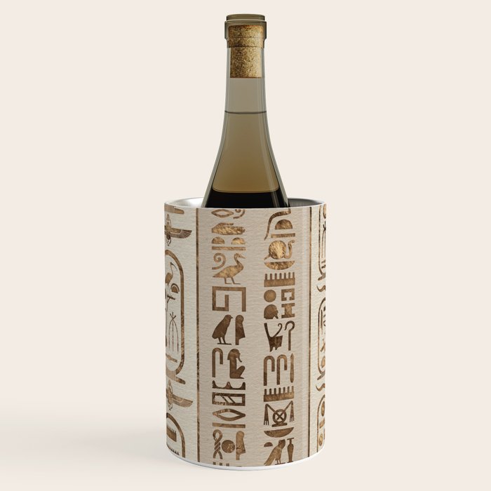 Egyptian hieroglyphs Pastel Gold Wine Chiller Gallery Image 1