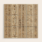 Egyptian hieroglyphs Pastel Gold Wood Wall Art Gallery Image 1