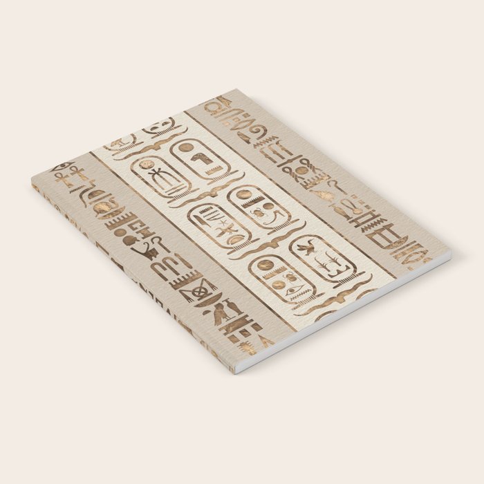 Egyptian hieroglyphs Pastel Gold Notebook Gallery Image 1