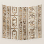 Egyptian hieroglyphs Pastel Gold Wall Tapestry Gallery Image 4
