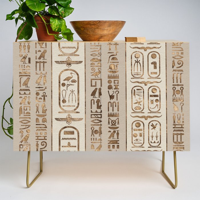 Egyptian hieroglyphs Pastel Gold Credenza Gallery Image 1