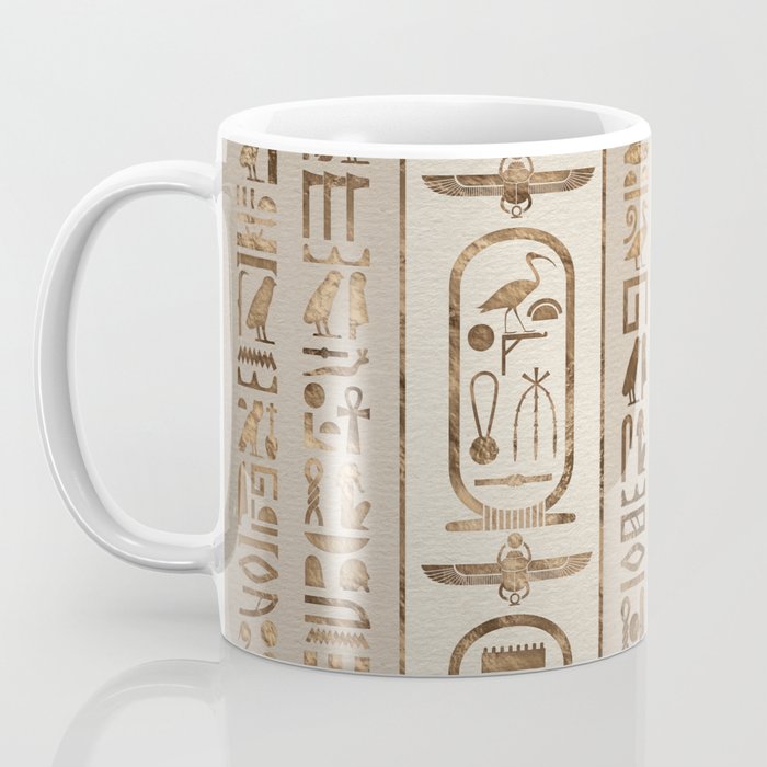 Egyptian hieroglyphs Pastel Gold Coffee Mug Gallery Image 3