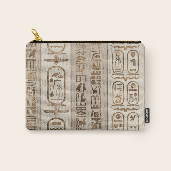 Egyptian hieroglyphs Pastel Gold Carry All Pouch Gallery Image 1