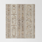 Egyptian hieroglyphs Pastel Gold Throw Blanket Gallery Image 2