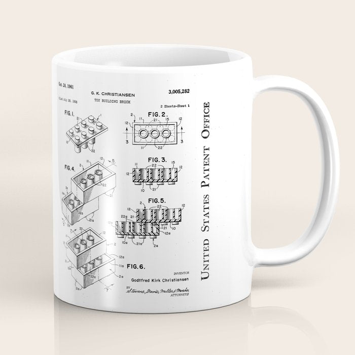 Legos Patent - Legos Brick Art - Blueprint Coffee Mug Gallery Image 1