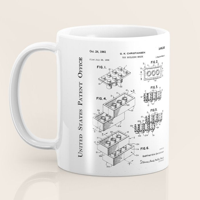 Legos Patent - Legos Brick Art - Blueprint Coffee Mug Gallery Image 3