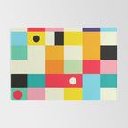 Geometric Bauhaus Pattern | Retro Arcade Video Game | Abstract Shapes Rug Gallery Image 2