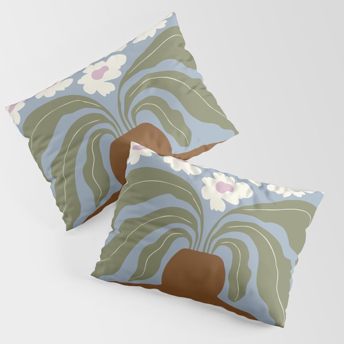 Retro clay and flower Pillow Sham Gallery Image 1