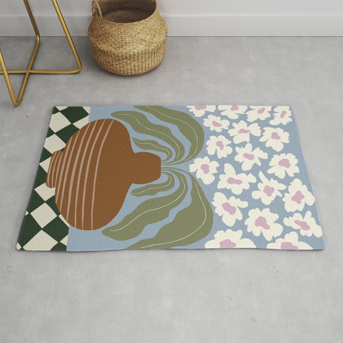 Retro clay and flower Rug Gallery Image 1