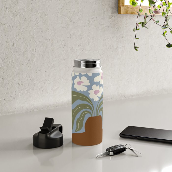Retro clay and flower Water Bottle Gallery Image 4