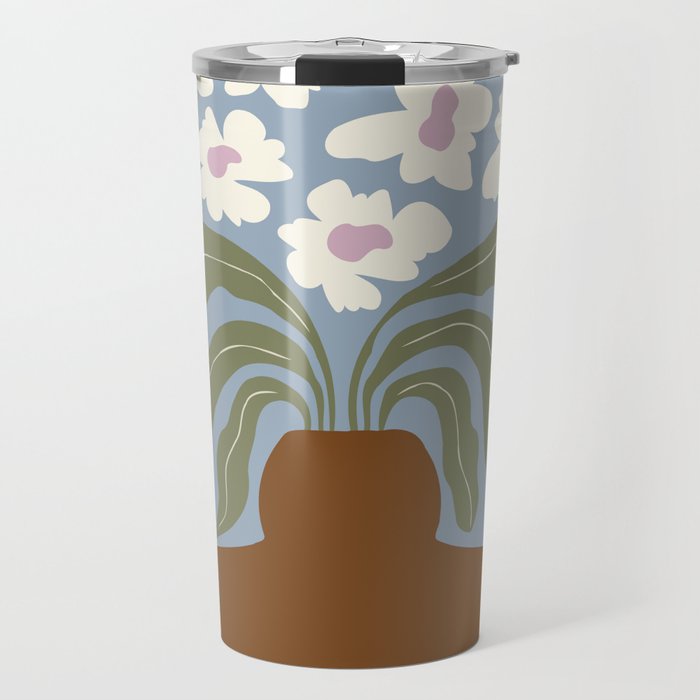 Retro clay and flower Travel Mug Gallery Image 1