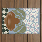 Retro clay and flower Outdoor Rug Gallery Image 1