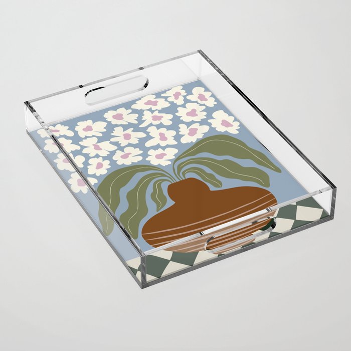 Retro clay and flower Acrylic Tray Gallery Image 1