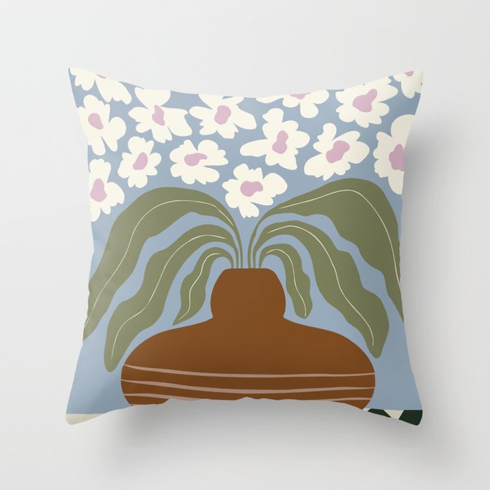 Retro clay and flower Throw Pillow Gallery Image 1