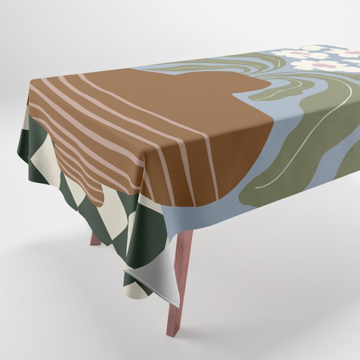 Retro clay and flower Tablecloth Gallery Image 1