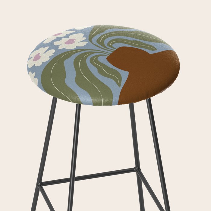 Retro clay and flower Stool Gallery Image 2