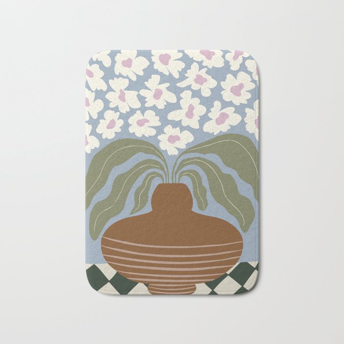 Retro clay and flower Bath Mat Gallery Image 1