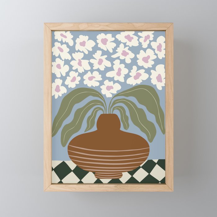 Retro clay and flower Mini Art Print Gallery Image 1